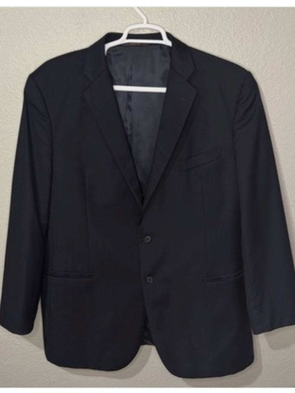 Joseph Abboud Mens 2 Piece Suit 46L 40x32 Dark Navy Super 110s Wool